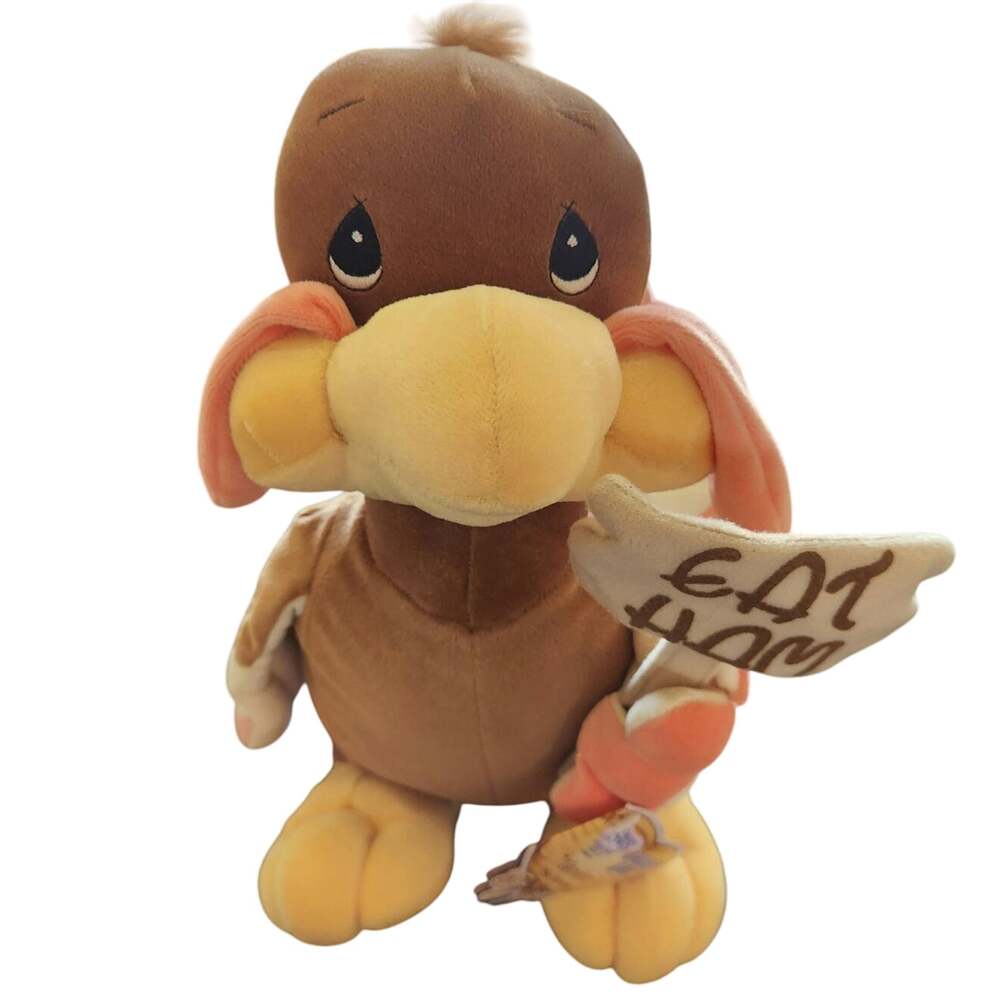 VTG Precious Moments Tender Tails Turkey stuffed 12" eat ham enesco